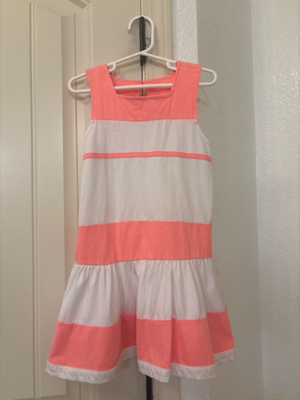 Gymboree Girls Size 6 Coral White Striped Dress Sleeveless Summer Easter